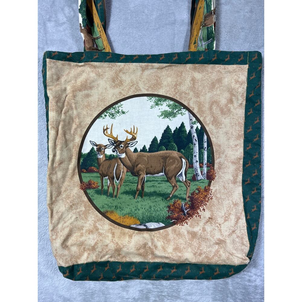 Handmade Deer Outdoors Print Tote Bag Nature Forest Shoulder Bag Canvas Style - Picture 7 of 10